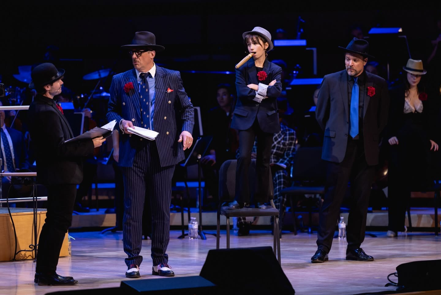 Mircea Oprea as Benny Southstreet Andrew Miller as Harry the Horse Christopher Sieber as Nathan Detroit and Roan Big Julie in Guys and Dolls 071426 Aspen, CO